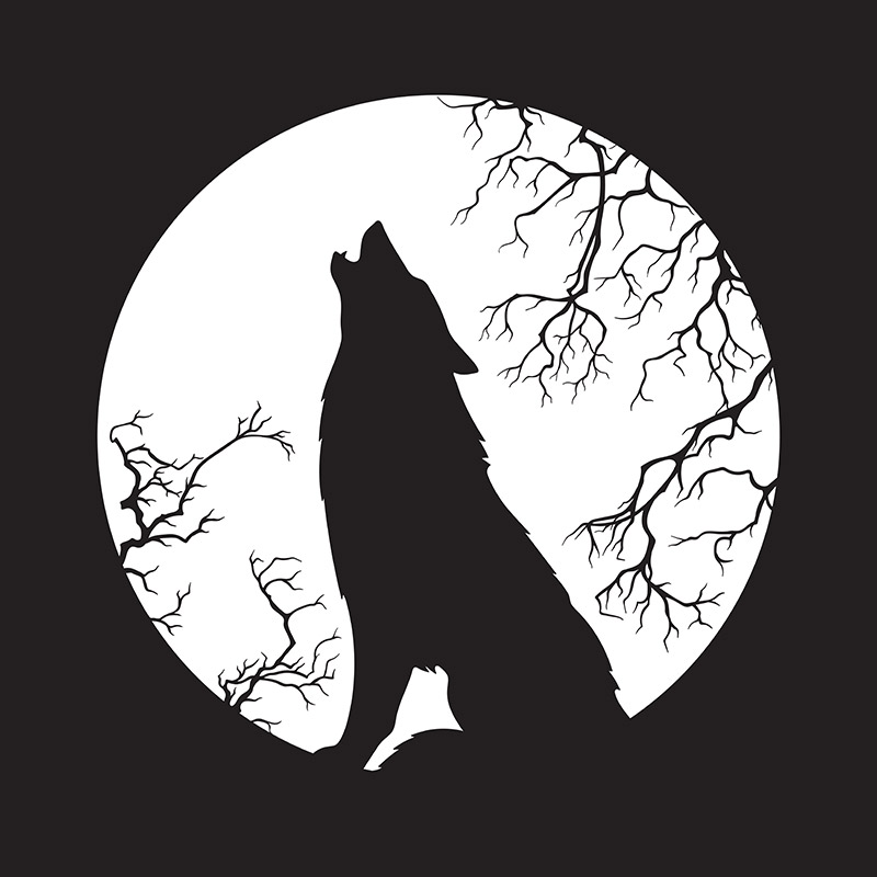 wolf howling at moon